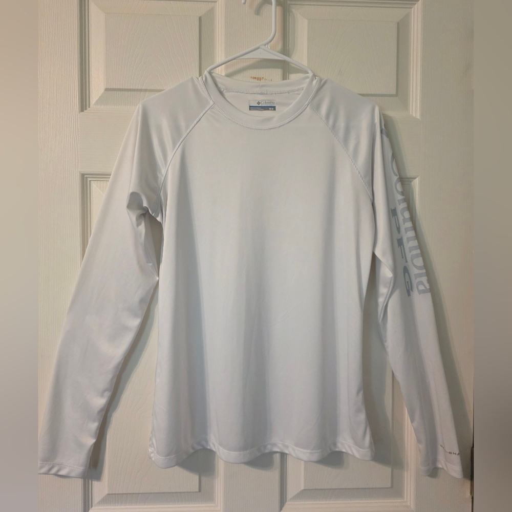 Columbia White PFG Fishing Gear Shirt